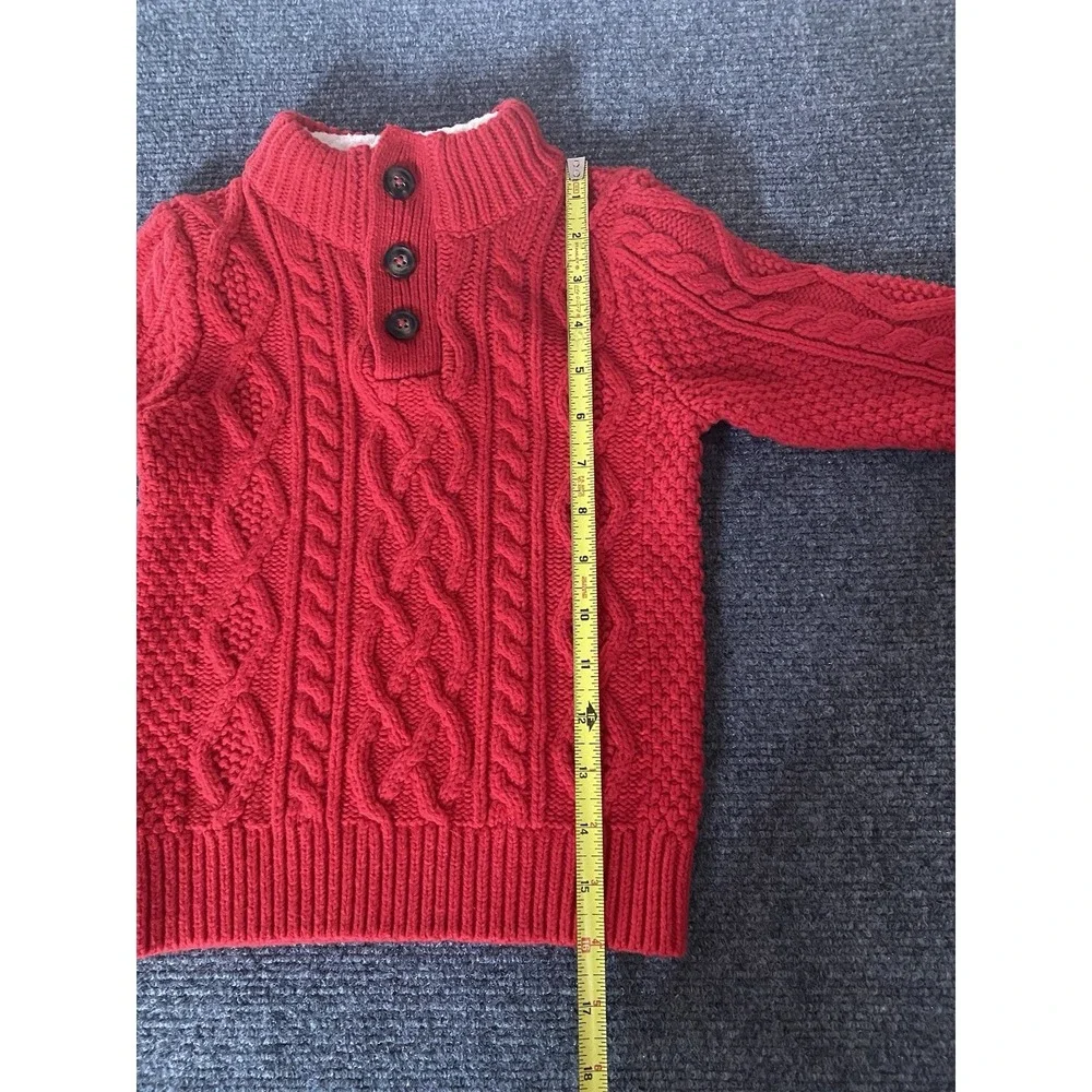 Gap Kids 3T Unisex Red Cableknit Fisherman Pullover‎ Sweater 100% Cotton